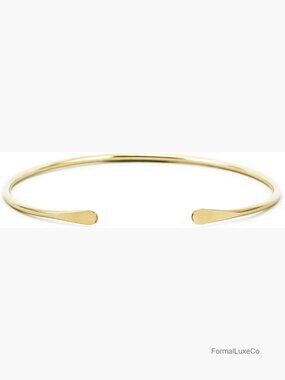 14K Gold Filled Cuff Bracelet Smooth Hammered Ends Handmade Dainty Bangle
